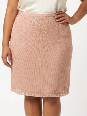 Sutton Studio/ Bloomingdales Beaded "Nude" Formal Pencil Skirt NEW- Sz.18